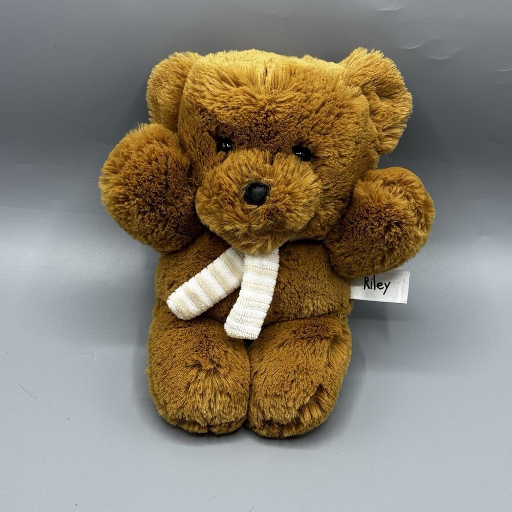 Aurora World RILEY Mini Holiday Teddy Bear Plush 9" Striped Scarf So Soft